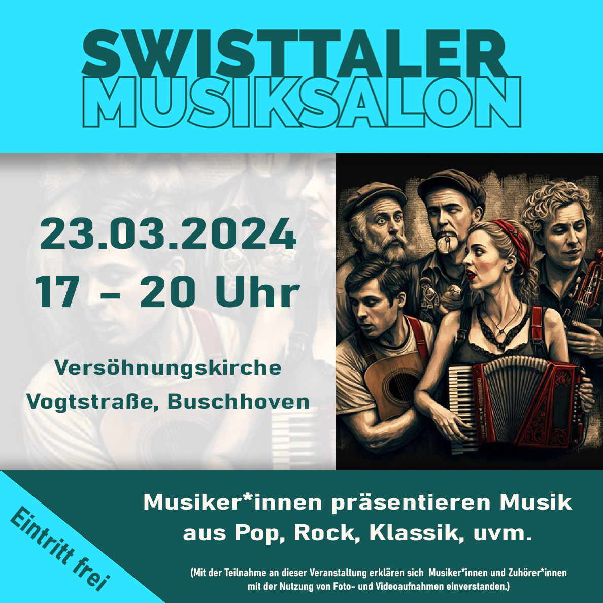 Swisttaler Musiksalon am 23.03.2024 ab 17.00 Uhr in der Versöhnungskirche in Swisttal – Buschhoven